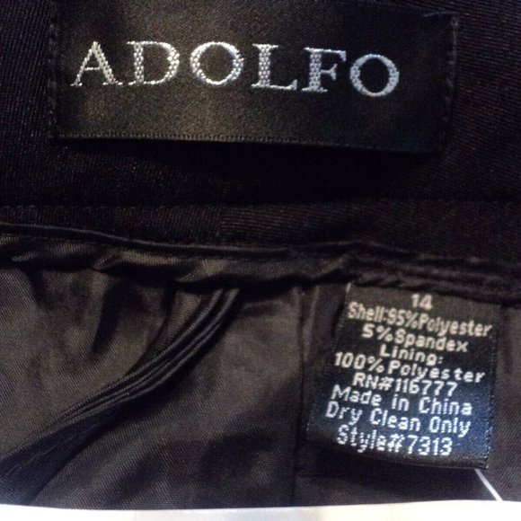 New Vintage Adolfo Dress Pants Size 14 Black Cuffed Flat Front Style #7313 - Picture 7 of 8